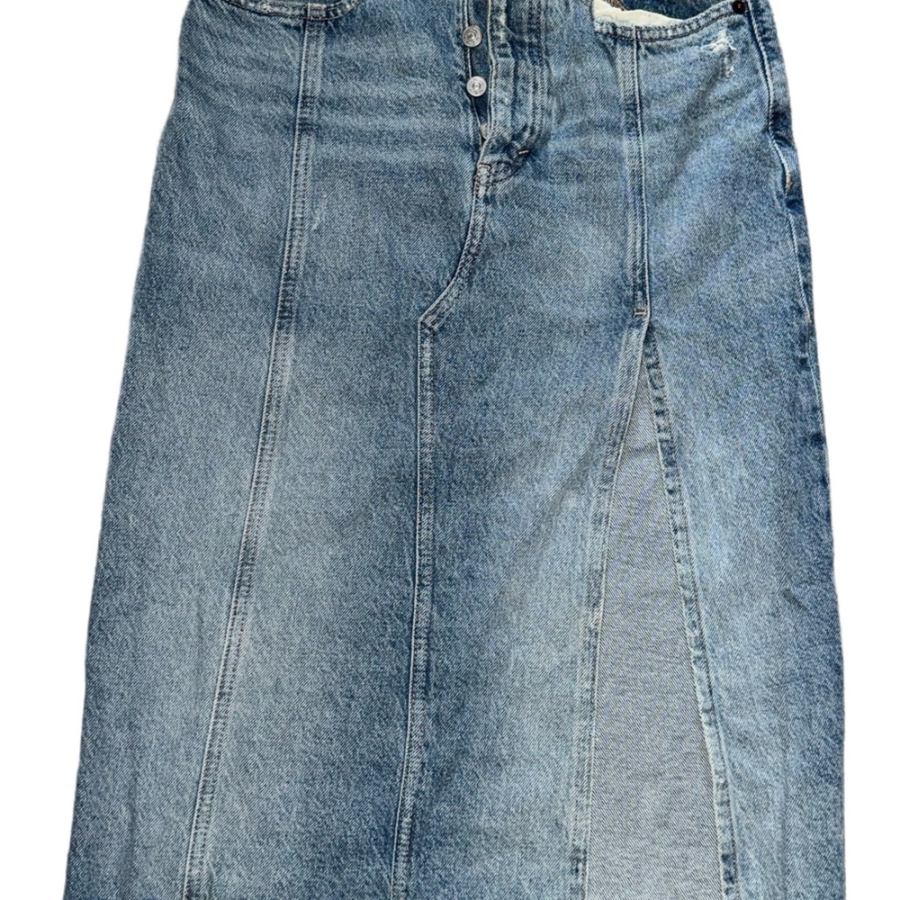 We The Free Denim Maxi Skirt with Front Slit